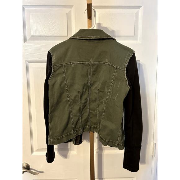 Free People Distressed Zip Up Utility Jacket with Hood, Size XS - Picture 4 of 9